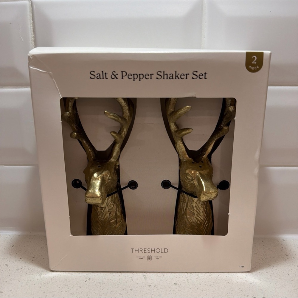 Threshold Gold Antler Salt & Pepper Shaker Set New